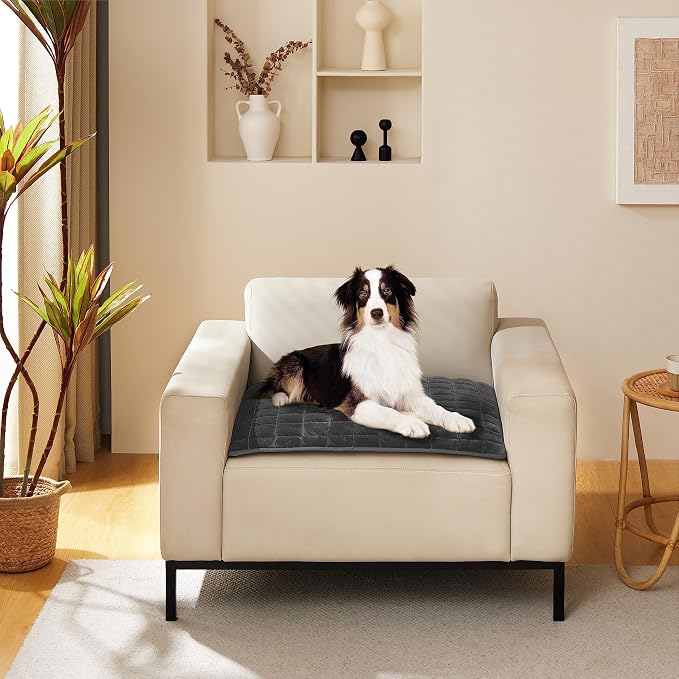 Allisandro Waterproof Dog Blanket,Thick and Non Slip Dog Bed Sofa Cover Pet Mat for Couch Sofa Bed Furniture & Small, Medium, Large Dogs, Grey, 32 x 32 Inches