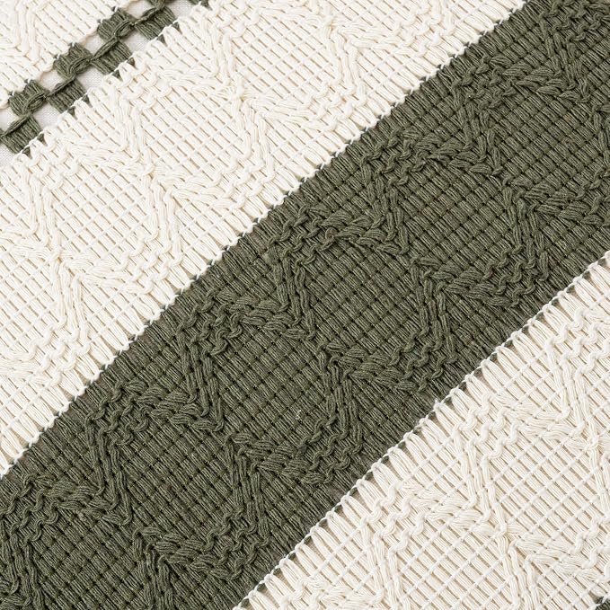 Fancy Homi Set of 2 Boho Olive Green Long Lumbar Decorative Throw Pillow Cover 16x24 Inch for Couch Bed Sofa Chair, Modern Organic Farmhouse Home Decor, Soft Cotton Cute Accent Rectangle Cushion Case