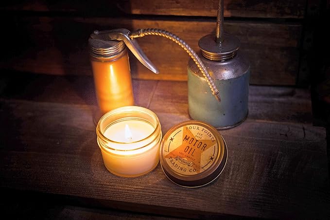 Motor Oil Scented 4 Oz Soy Aromatherapy Candle w/Jar - Four Points Trading Co. | w/Jar