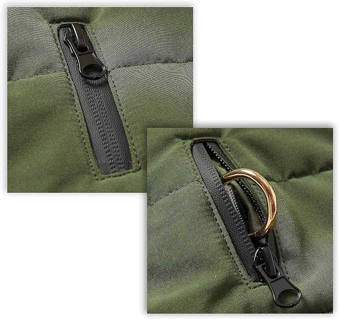Blueberry Pet Cozy & Comfy Windproof Waterproof Quilted Fall Winter Dog Puffer Jacket in Dark Olive, Back Length 13 3/4", Size 12", Warm Coat for Small Dogs
