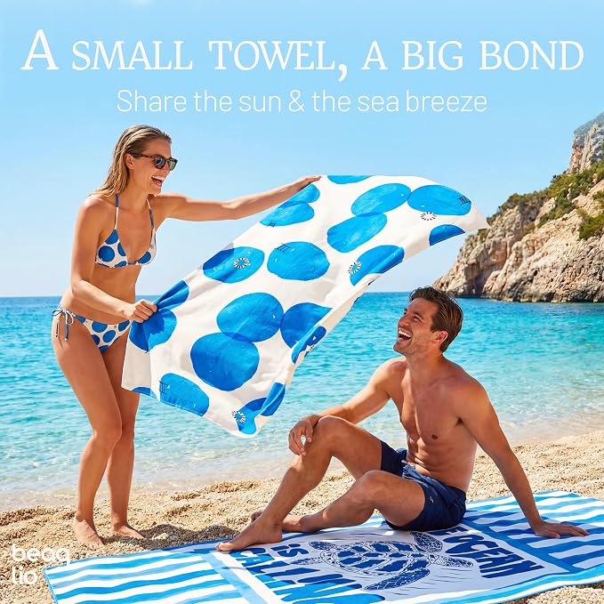 Microfiber Beach Towel Oversized w/Travel Bag, 71 * 36'' Double Print 2-in-1 Quick Dry XL Beach Towels for Cruise Pool Yoga Gym Vacation Gift, Lightweight Absorbent Sandproof Large Bath Towel