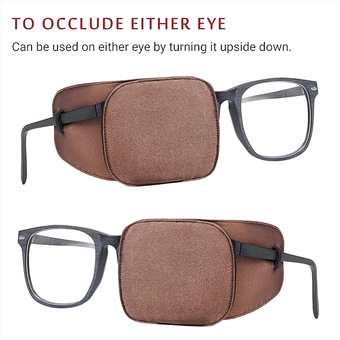 Astropic Large Silk Eye Patch for Adults Kids Glasses to Cover Either Eye (Large, Brown)