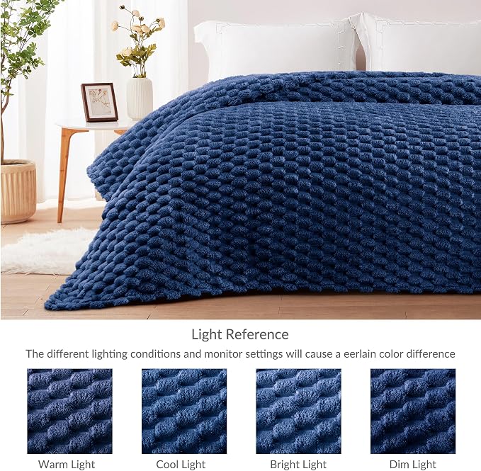 Whale Flotilla Soft Fleece Queen Size Bed Blanket 3D Jacquard, Navy Blue | Lightweight Breathable Coverlet Bedspread for All Seasons, Super Cozy Plush Fluffy Fuzzy Decorative Blanket for Bed, 90"x90"