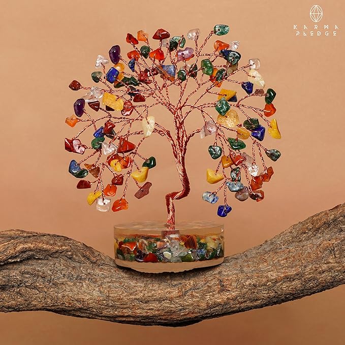 7 Chakra Crystal Tree of Life Birthday Gifts for Women, Men, Friends, Handmade Reiki Healing Crystals Tree for Home Office Decor, Positivity, Good Luck, Money, Unique Gifts for Her Mom, Dad