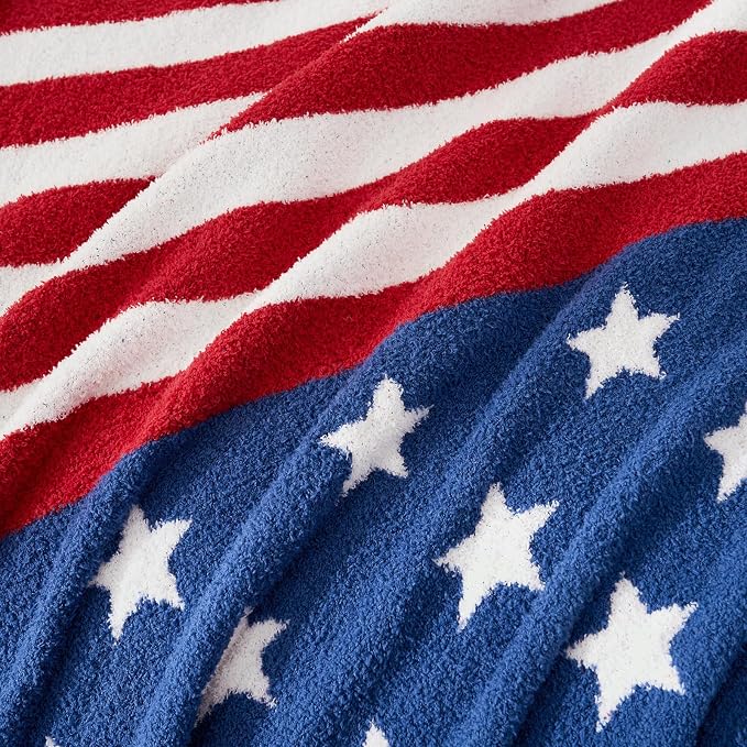 Snuggle Sac American Flag Patriotic Throw Blanket for Couch Sofa Bed, July 4th Blanket Ultra Soft Cozy Throw Blanket, 250th Anniversary USA Military Veteran July 4th Gift, 50x60 inches