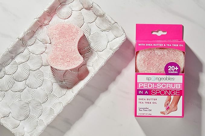 Spongeables Pedi Scrub Foot Exfoliating 20+ Wash Sponge, Lavender, 1 Count