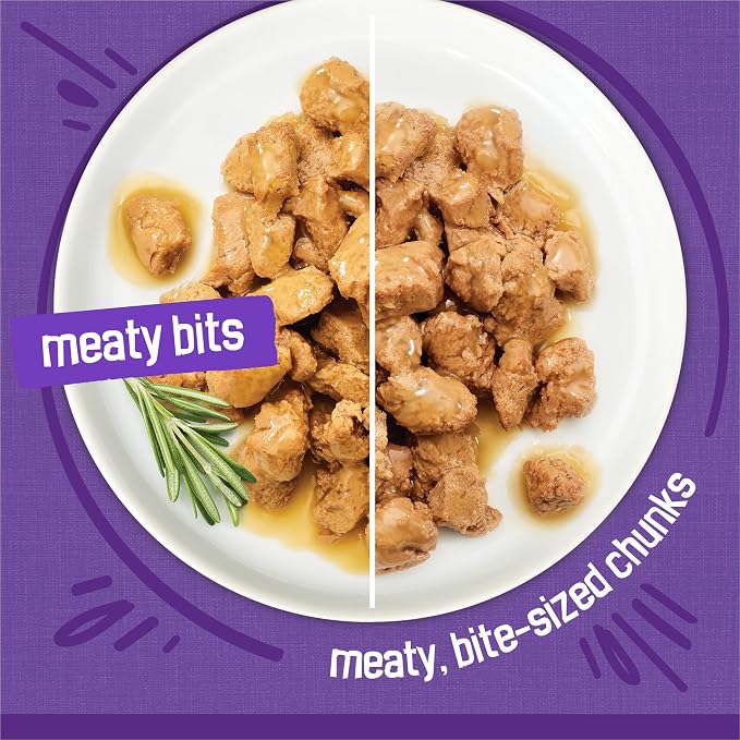 Purina Friskies Meaty Bits with Ocean Fish and Chicken Dinner in Gravy Multi Cat Wet Cat Food Variety Pack - 13.5 Ounces (Pack of 12)