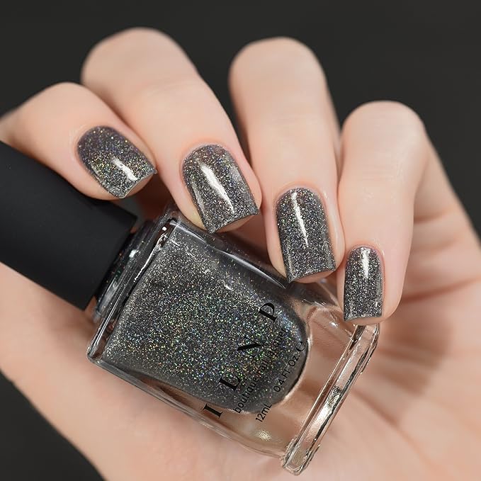 ILNP La Catedral - Neutral Charcoal Grey Holographic Sheer Jelly Nail Polish
