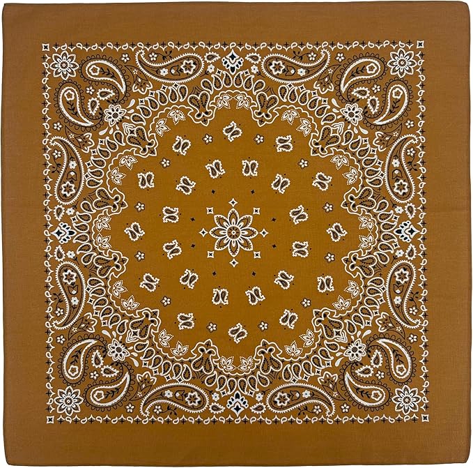 Gift Packaging Bandana for Men Women - 100% Cotton, Paisley, 22x22 In, 1 Pack - Large Bandanna Handkerchief Cowboy Hanky