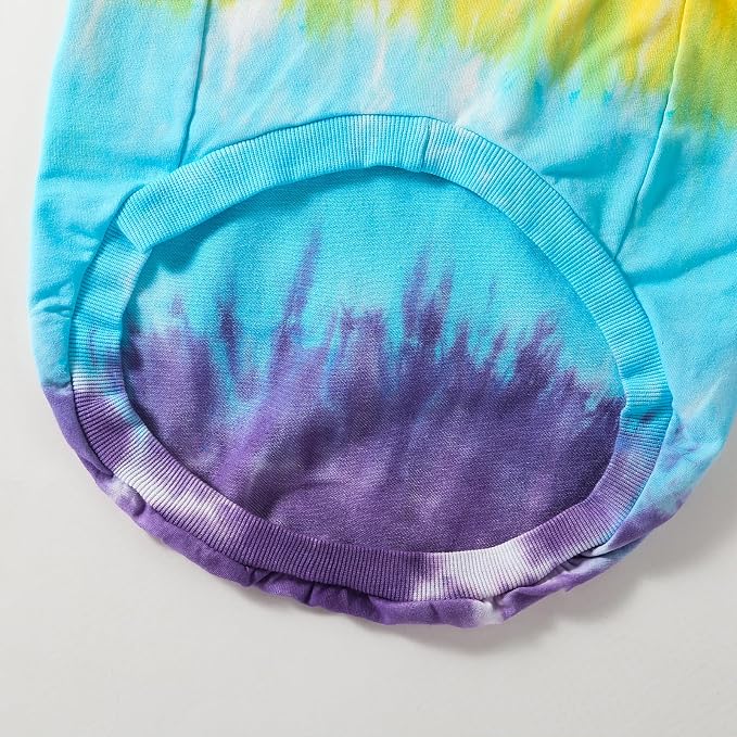 Dog Cotton Tie dye Hoodie Colorful Pullover Sweatshirts Soft and Stretch Pets Clothes Hooded for Large Dogs(Colorful XL)