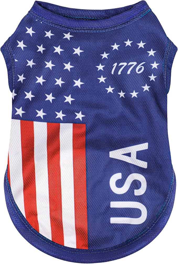 American Flag Inspired Dog Vest: Perfect Dog Shirt, Ideal Tank Top for Everyday Wear, Independence Day Celebrations Quality Materials for a Cute and Stylish Look Blue USA 4XL