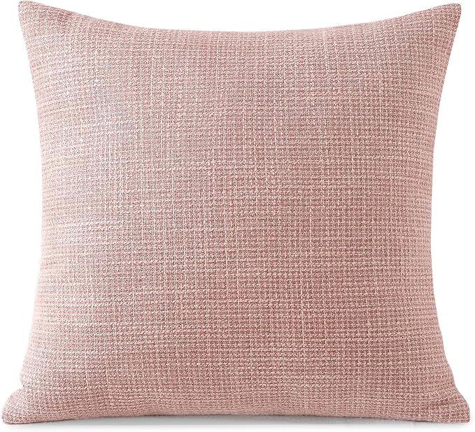 OTOSTAR Linen Throw Pillow Cover Set of 1 Decorative Square Pillowcases Cushion Covers 18x18 Inch for Home Decor Sofa Bedroom Car 45 x 45CM Pink