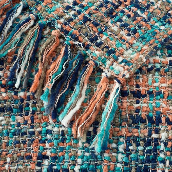 Multi-Color Cable Woven Throw Blanket for Couch - 60"X80" | Multicolored Boho Style,Super Soft Warm Cozy Chunky Blankets with Decorative Tassels for Bed and Sofa,Pink