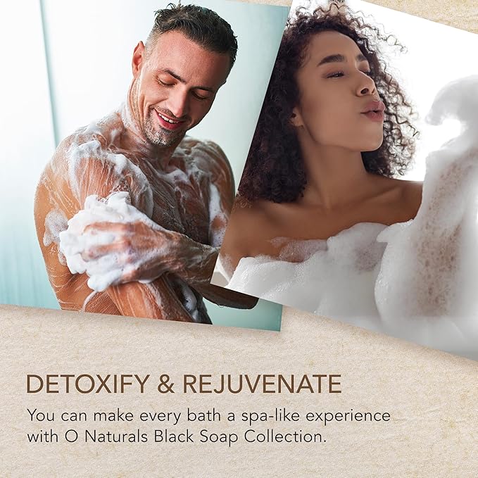 O NATURALS 100% Natural Bar Soap - Gift Set - Organic Ingredients & Essential Oils - Spa Gifts for Women & Men, Body Wash & Face Soap - 6PC Black Soap Collection