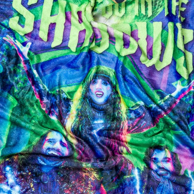 Silver Buffalo What We Do in the Shadows Disco Featuring Nadja, Guillermo de la Cruz, Nandor the Relentless, Laszlo Cravensworth, Colin Robinson 45" x 60" Fleece Throw, Soft and Cozy Blanket, 180 GSM