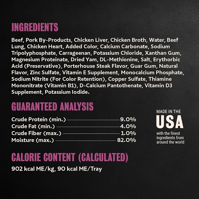 Cesar Classic Loaf Wet Dog Food, Porterhouse Steak, 3.5 oz, 24 Count | Made in USA, Real beef #1 ingredient, slow-cooked tender texture, easy peel trays, no fillers/added sugar/artificial flavor