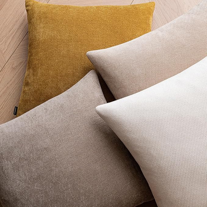 a moment Pack of 2 Decorative Chenille Throw Pillow Covers with Twill Cushion Covers for Sofa Living Room Couch Bed 26x26 Inch,Raw White