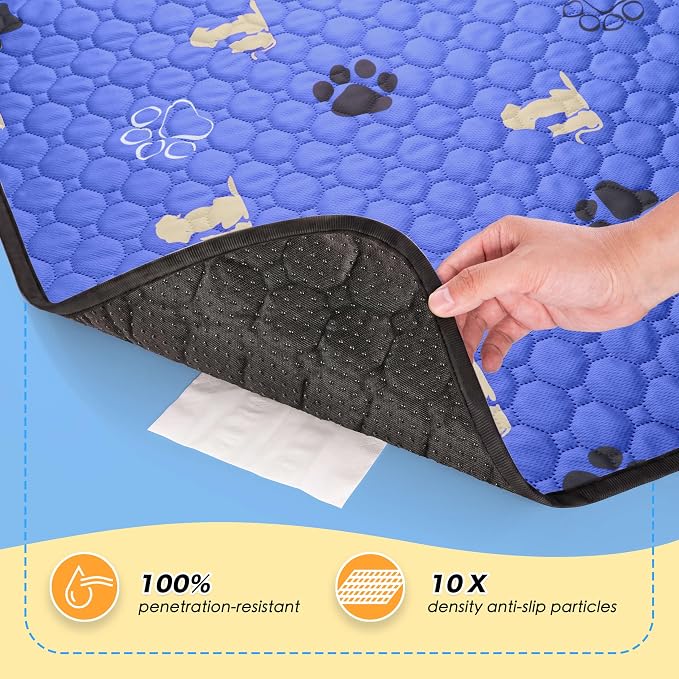 WanpeeGoo Washable Pee Pads for Dogs, Waterproof, 72 x 72 in, 1 Pack, Blue | Super Absorbent, Waterproof and Non-Slip; Washable, Reusable Dog Pads for Crates, Playpens, Floors, Furniture and Travel