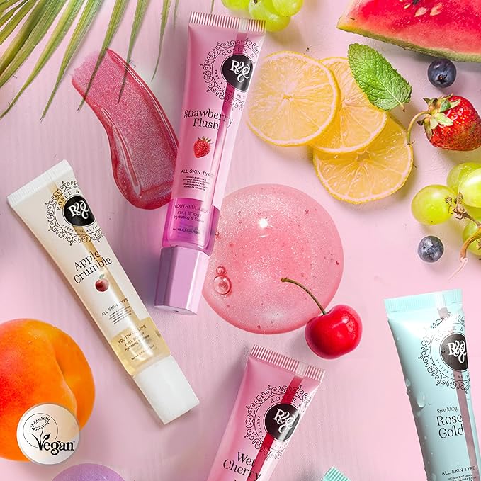 Rosee Lip Gloss Vegan & Cruelty Free Treatment, Professional Make up, Long Lasting Glossy with Shea Butter, Moisturize, Protect & Smooth, High Shine, Non-Sticky (k. Raspberry, 0.5 Fl Oz)