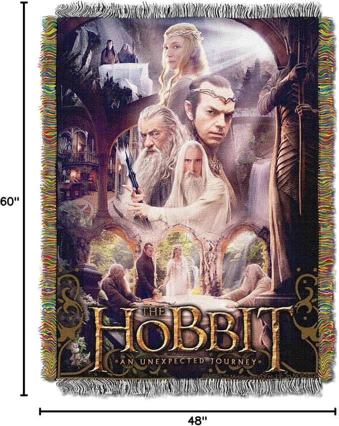 Northwest Lord of The Rings - The Hobbit Woven Tapestry Throw Blanket, 48" x 60", Last House