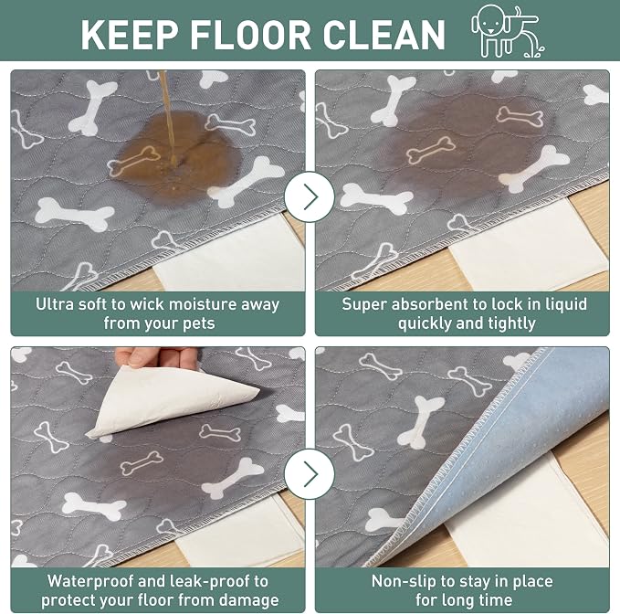 Eterish Reusable Washable Pee Pads for Dogs Large/Extra Large 31'' x 36'' 2 Pack, Absorbent Pet Puppy Dog Training Pads Non-Slip, Waterproof Whelping Potty Pads for Dogs Leak-Proof