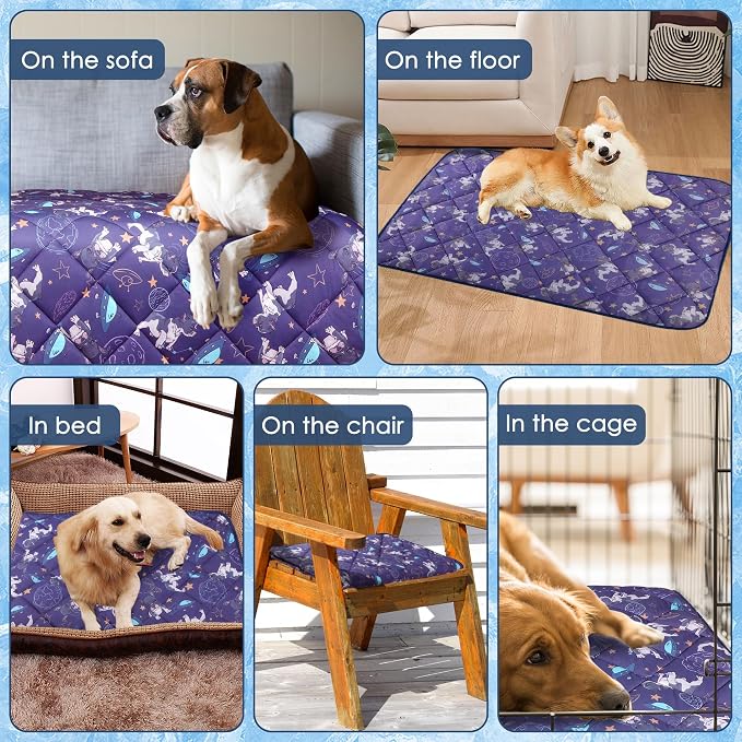 Cooling Blanket for Dogs, Dog Cooling Mat & Bed, Q-MAX>0.42- Lightweight, Durable & Breathable Pet Throw for Sofa, Car and Furniture Protector, Reversible Design, 40"x60"