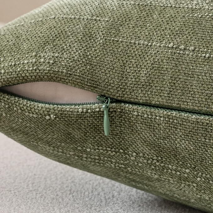 MIULEE Textured Chenille Throw Pillow Covers 18x18 Inch Sage Geen | Pack of 2 Decorative Soft Throw Pillows, Solid Textured Cushion Covers, Modern Home Decor for Couch Sofa Bedroom Living Room
