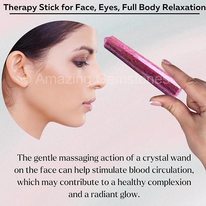 Amazing Gemstone Rhodonite Crystal Wand Massage Stick - Pelvic Wand Gua Sha for Adults - Crystals and Healing Stones Massage Wands for Adults Gifts (Pointed)