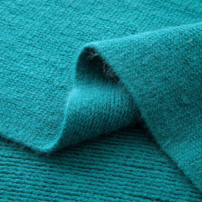 Vonty Teal Knitted Throw Blanket with Tassels Fringe, 50x60 Acrylic | Super Soft And Lightweight, Year-Round Cozy Warmth, Farmhouse Decorative Style, Machine Washable, for Couch, Sofa or Bed