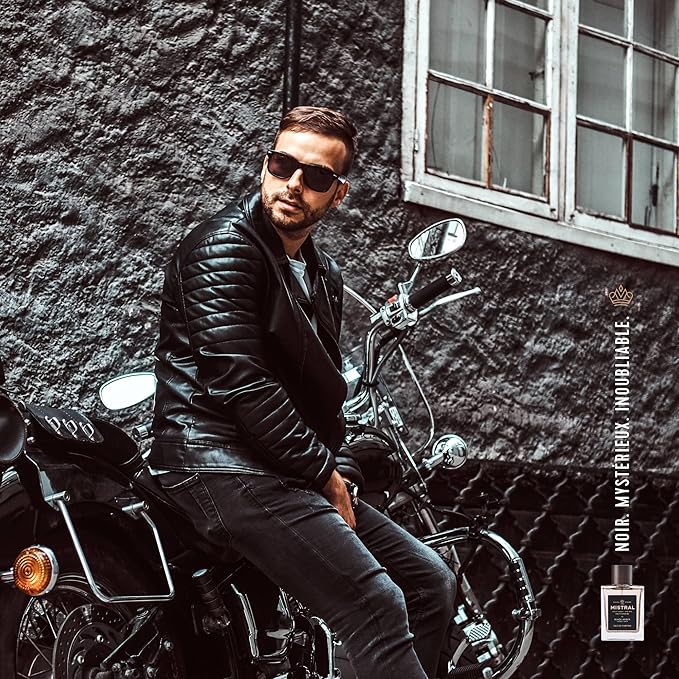 Mistral Men’s Cologne – Black Amber Eau de Parfum | Warm & Woody Masculine Scent with Fresh Lemon, Amber, Cedarwood & Musk | Cruelty-Free & Long-Lasting Perfume for Men, Made in France - 3.4 Oz