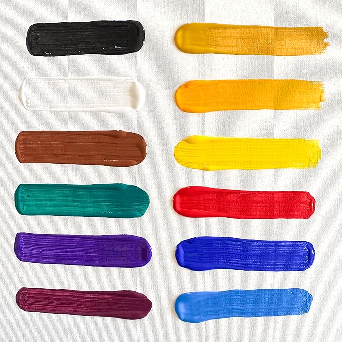 milo Acrylic Paint Set of 12 Colors | 8 oz Bottles | Student Primary Colors Acrylics Painting Pack | Made in the USA | Non-Toxic Arts & Crafts Paints for Artists & Hobby Painters