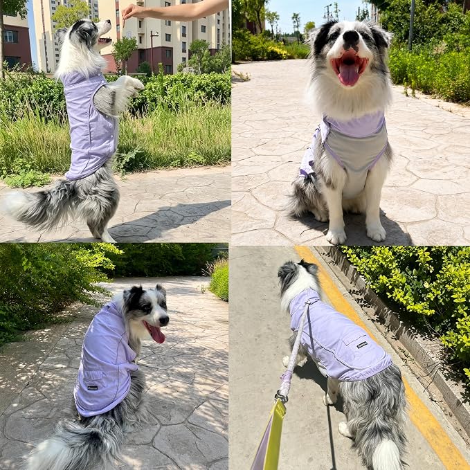 Dog Sun Protection Cooling Shirt,UPF 50+ UV Protection,Lightweight Breathable Cooling Vest, Sunblock Summer Clothes for Dogs (Grape Purple, 3XL, Side Snap-Buttons)