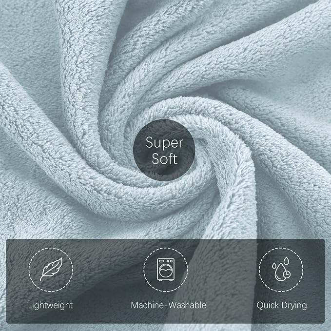 TENSTARS Silk Hemming Bath Towels for Bathroom Clearance - 27 x 55 inches - Light Thin Quick Drying - Soft Microfiber Absorbent Towel for Bath Fitness, Sports, Yoga, Travel, Gym - 2 Pack, Light Teal