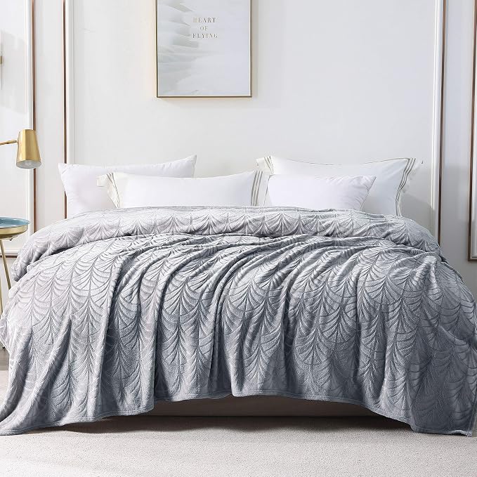 Whale Flotilla Soft Flannel Fleece Twin XL Size Bed Blanket, Silver Grey | 90"x66" Cozy Lightweight Breathable Coverlet, Plush Fluffy Bedspread, Vintage Pattern Decorative Blanket for Dorm, All Season