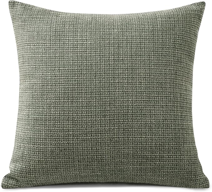 OTOSTAR Linen Throw Pillow Cover Set of 1 Decorative Square Pillowcases Cushion Covers 20x20 Inch for Home Decor Sofa Bedroom Car 50 x 50CM Olive Green