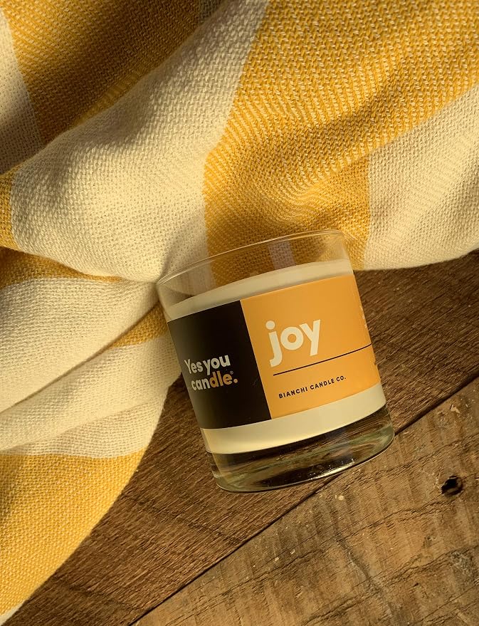 Yes You Candle - Joy, Grapefruit & Magosteen, Highly-Scented, Inspirational Soy Candle, Made in USA, Pure Essential Oils, Aromatherapy, 8 oz