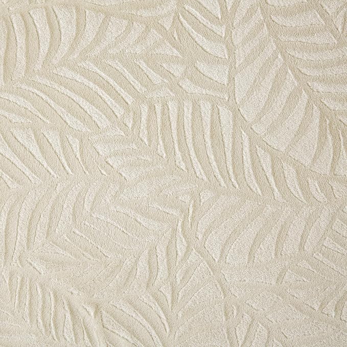 Super Soft Flannel Fleece Throw Blanket, 50 x 60 Inches, Linen | Lightweight Cozy Warm Leaves Textured Plush Blanket for Bed Couch Sofa
