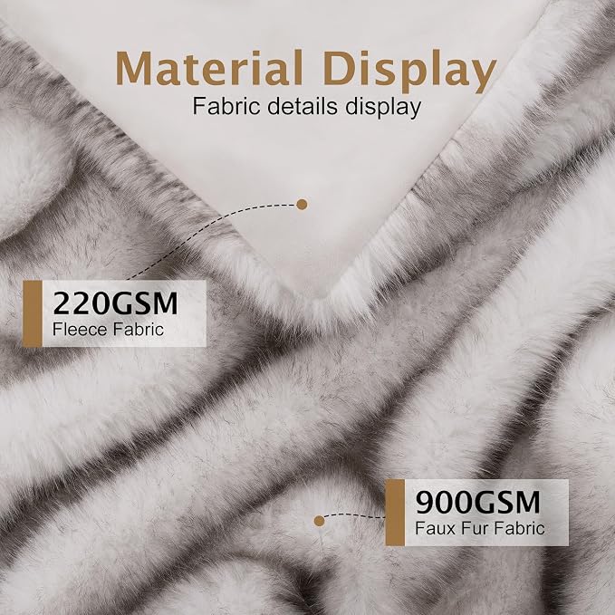 Luxury 1000GSM Faux Fur Throw Blanket, Super Thick Warm Cozy Heavy Blankets for Couch Bed Sofa, Plush Fuzzy Elegant Winter Reversible Mink Blanket for Living Room Bedroom 50''x60'', Black