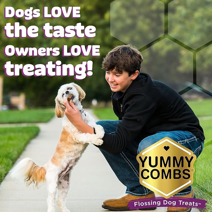 Yummy Combs Dog Dental Treats – Vet VOHC Approved – Delicious Chicken Protein – Removes Tartar with Cleaning Comb Shape – Dental Dog Treats for Extra Large Dogs (36oz, 18 Count)