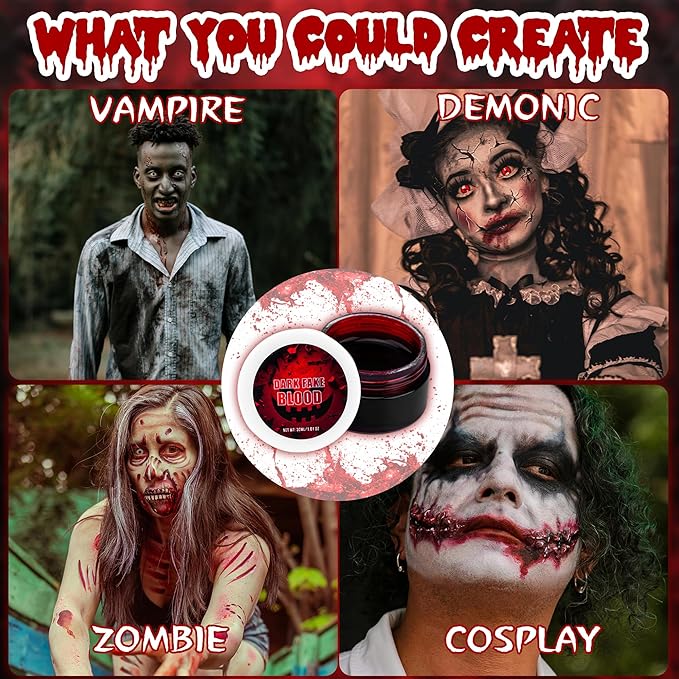 Halloween Special Effects SFX Makeup Kit - 6 Colors Bruise Body Makeup Face Painting Palette + Scar Wax + Spatula Tool + Fake Blood + Stipple Sponges + Brushes - For Halloween Party & Cosplay