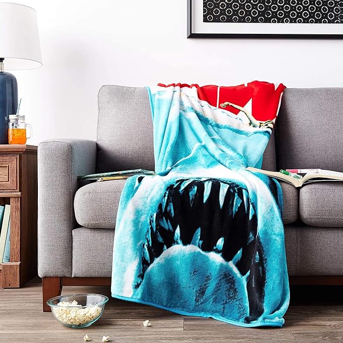 Silver Buffalo Jaws Movie Poster 45" x 60" Fleece Throw, Soft and Cozy Blanket, 250 GSM