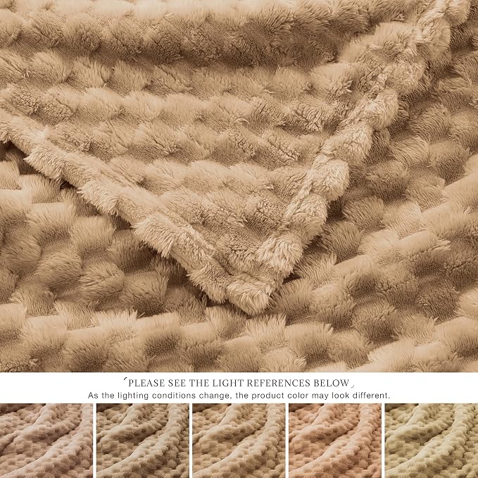 EXQ Home Fleece Throw Blanket for Couch or Bed - 3D Imitation Turtle Shell Jacquard Decorative Blankets - Cozy Soft Lightweight Fuzzy Flannel Blanket Suitable for All Seasons(50"×60",Brown)