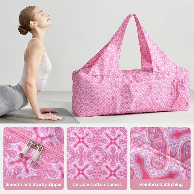 BOULDER BEE Yoga Mat Bag with Wet Pocket, Large Yoga Mat Carrier Fits All Your Stuff, Personalized Yoga Gifts, Gym Tote Bag for Women