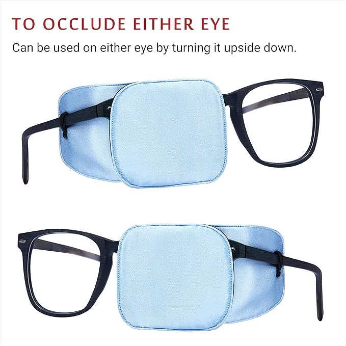 Astropic Large Silk Eye Patch for Adults Kids Big Glasses to Cover Either Eye (Large, Sky Blue)