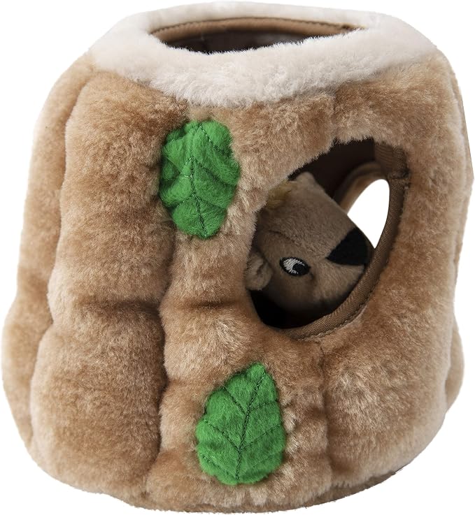 Outward Hound Hide-A-Squirrel Plush Squeaky Dog Toy, Medium, 6.5" x 6.5" | Hide-n-Seek Puzzle, 3 Removable Squirrels, Fetch Play, Interactive Enrichment, Boredom Buster, Light Chewers, Dogs & Puppies