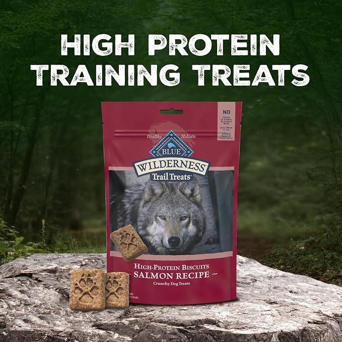 Blue Buffalo Wilderness Salmon Crunchy Dog Biscuits, Grain-Free, 24 oz | Real Salmon #1 Ingredient, High Protein Dog Treats, No Artificial Preservatives