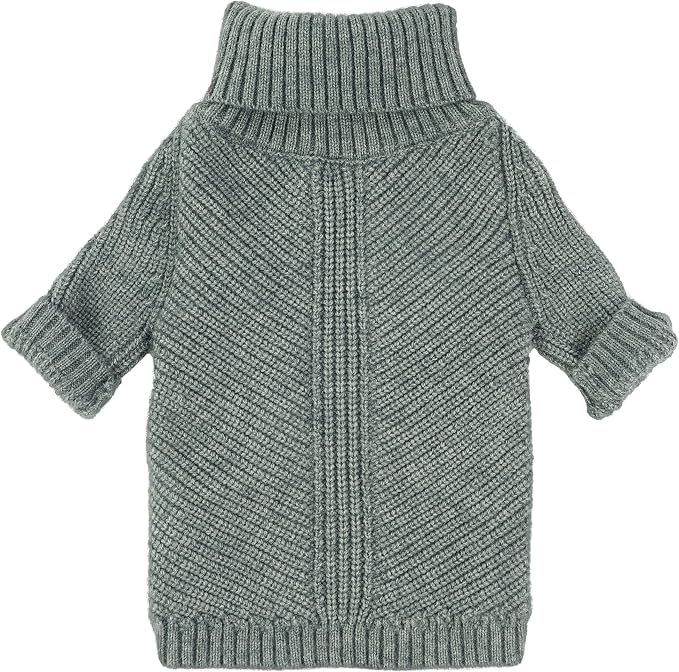 Fitwarm Dog Turtleneck Sweater, Thermal Knitted Pet Coat, Dog Winter Clothes for Small Dogs, Cat Apparel, Heather Grey, XL