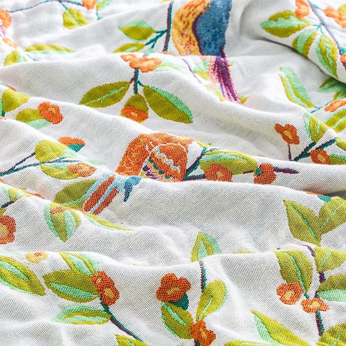 XIBLC Boho Throw Blanket for Bed, 100% Cotton Soft Rustic Quilt Fall Blanket, 50"x60" Floral Printed Farmhouse Decor Bed Blankets, All Season Rustic Reversible Bohemian Throw Quilt