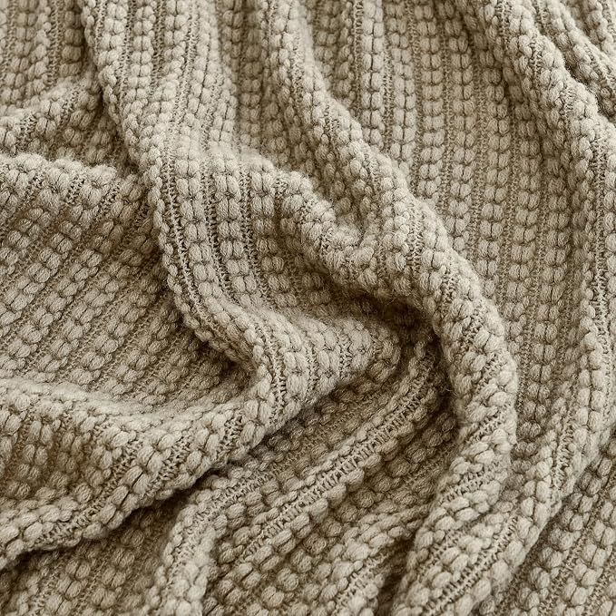 Blagic Knit Throw Blanket for Couch and Bed with Tassels,Camel, 50"x60" | Soft Farmhouse Boho Throw Blanket with Tassels,Decorative for Living Room,Gifts for Adults,All Season Use