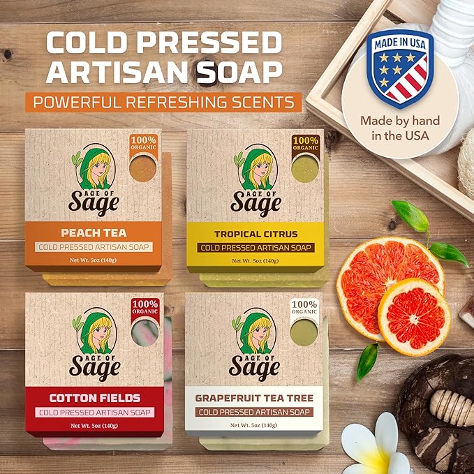 Natural Bar Soap Gift Set for Women Vegan Bath H made Cold Process Artisan with Essential Oil, Aromatic All Moisturizing Wash Soaps, Fragrant Victorian Scent (4 Pack) 1 Count (Pack of 4)